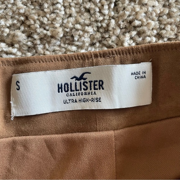 Hollister Ultra High Rise Faux Suede Mini Skirt Women’s S Brown Belted Pockets - Picture 2 of 11